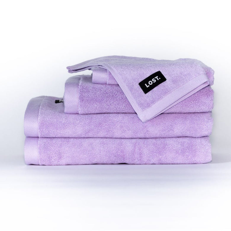 Lilac Seersucker Stripe Pique Boxed Hooded Towel Set